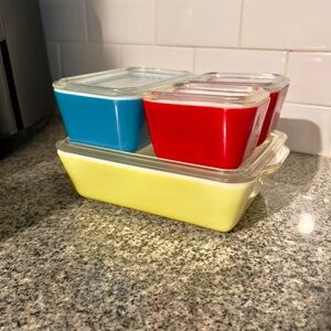 Primary fridgie set Pyrex Colorful Glass Food Storage Containers Set